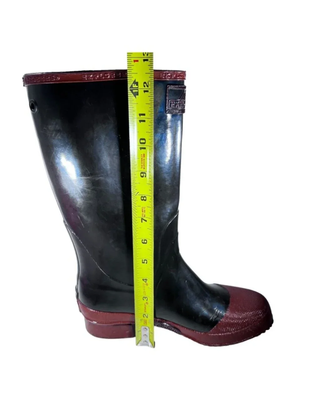 Vtg Explorers Steel Shank Wellies Boots Black Rubber Sz 5 Yugoslavia Waterproof